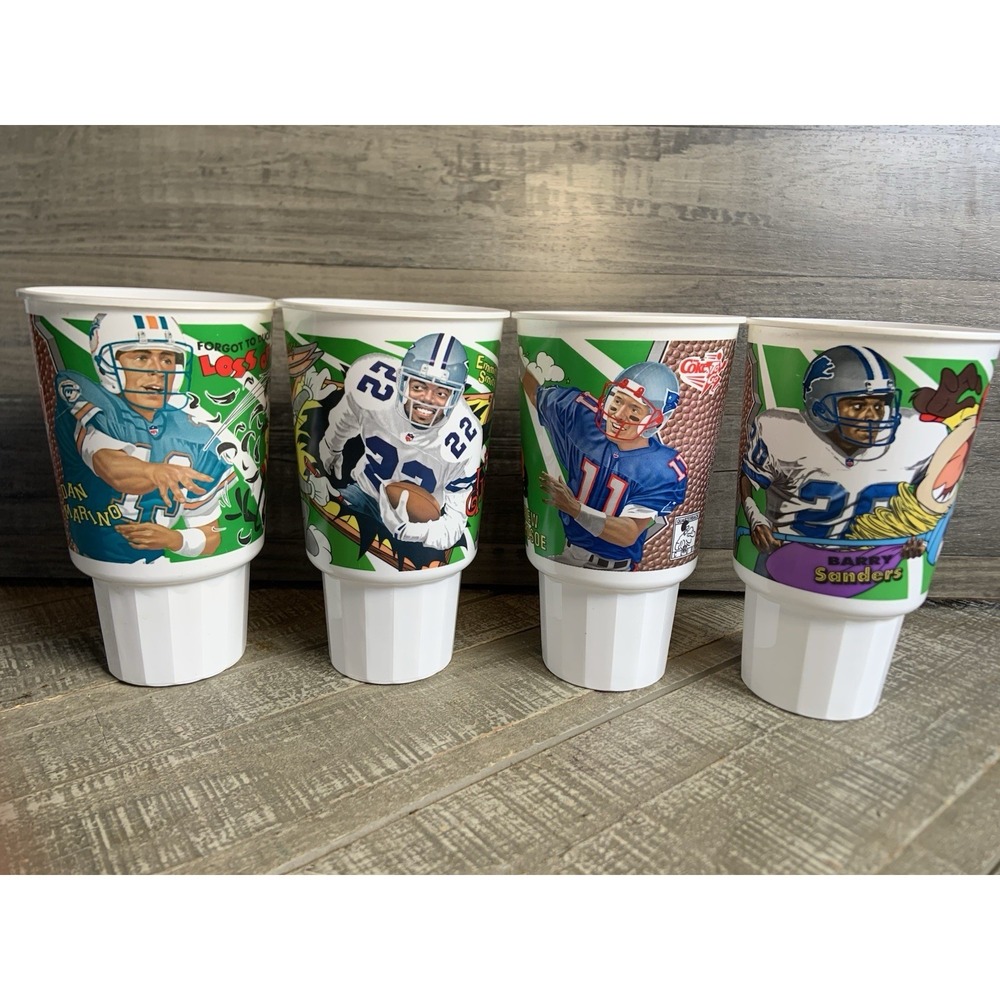 McDonalds NFL Looney Tunes Football Cups 1995 Emmitt Smith Dan Marino Bugs Bunny